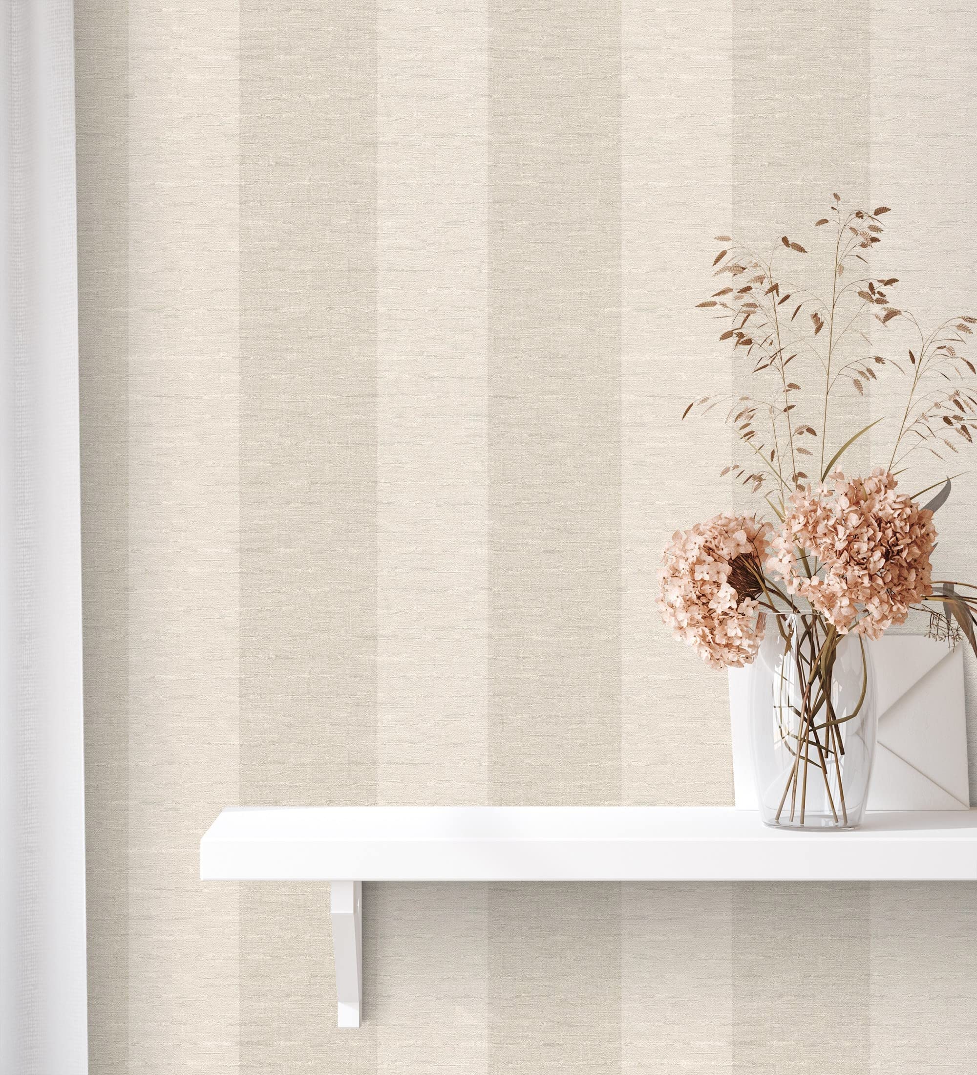 GAULAN 6973 - Papel pintado vinílico lavable de rayas clásicas efecto textil textura en relieve para pared salón cocina baño dormitorio mueble - Rollo de 10 m x 0,53 m