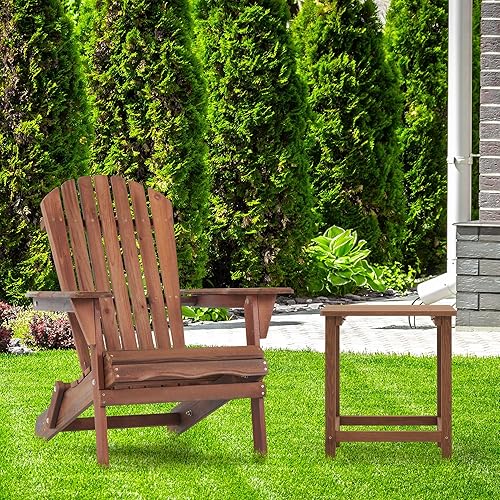 Miniatura 2 de Juego de 2 sillas Adirondack plegables de madera para exteriores, para jardín, césped, patio trasero, terraza, lado de la piscina (31.00 pulgadas de