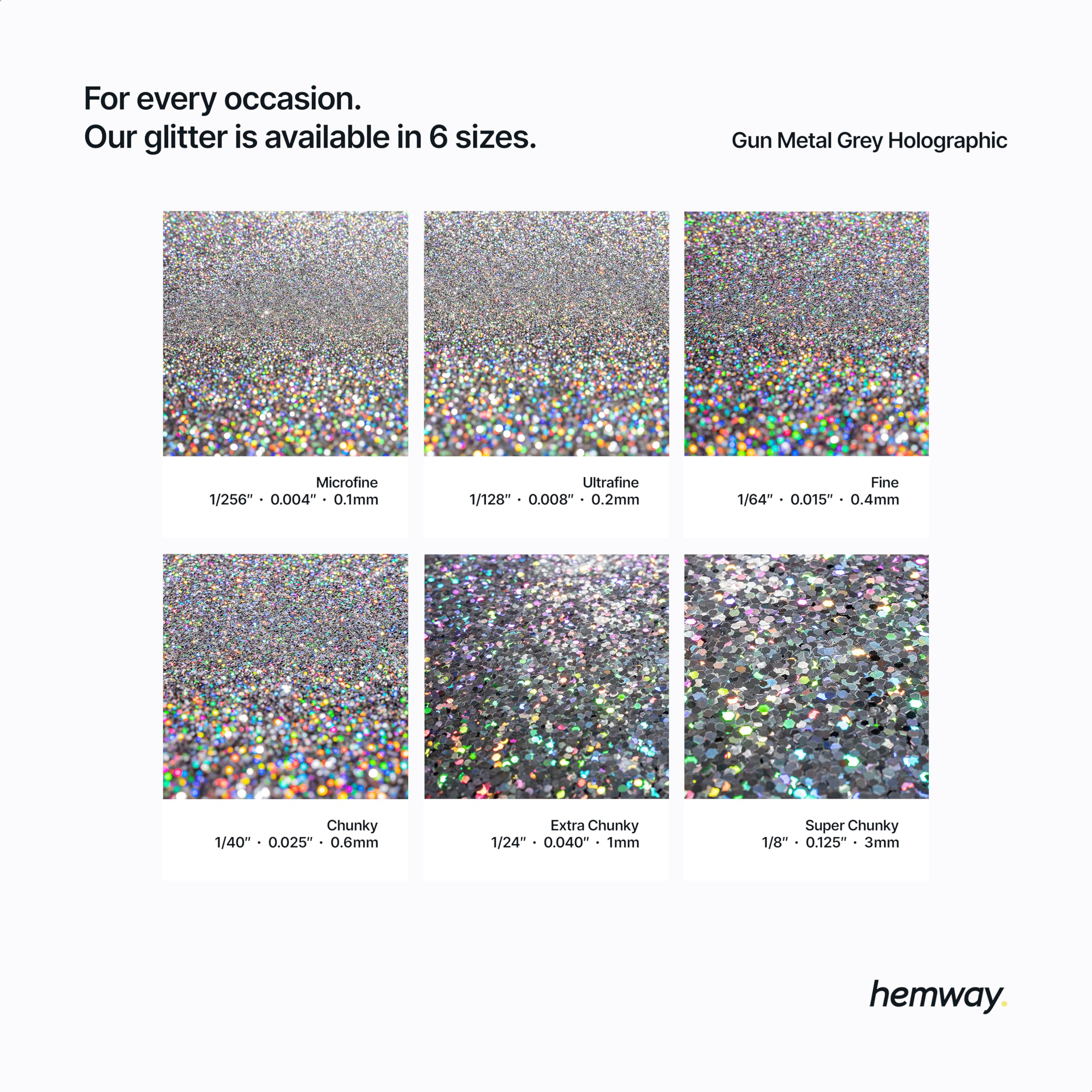 Hemway Glitter Shaker Gun Metal Grey Holographic 130g x2 Pack Fine, Craft Glitter Shakers for Resin & Epoxy Crafts - Image 3
