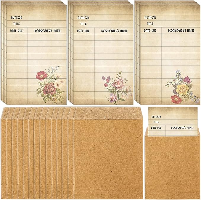 120 Set Library Book Pockets and Library Book Checkout