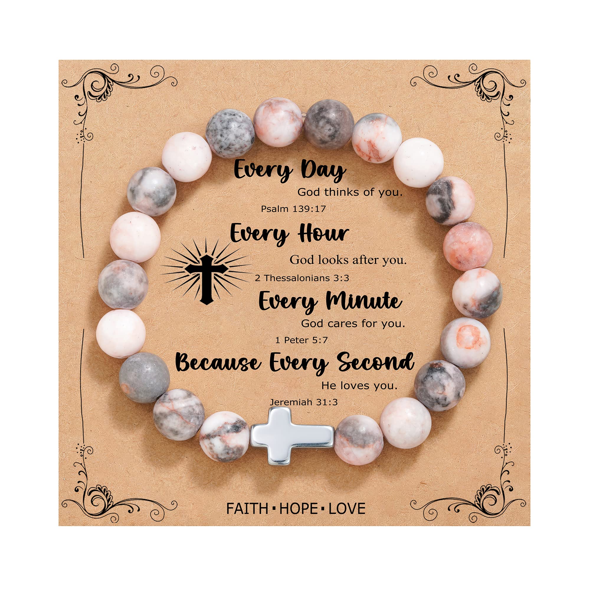 QWNHONEY Christian Gifts for Women Cross Beads Bracelet Catholic Religious Mothers Day Birthday Christmas Gifts for Women Mother Daughter Sister Girlfriend Grandma Wife