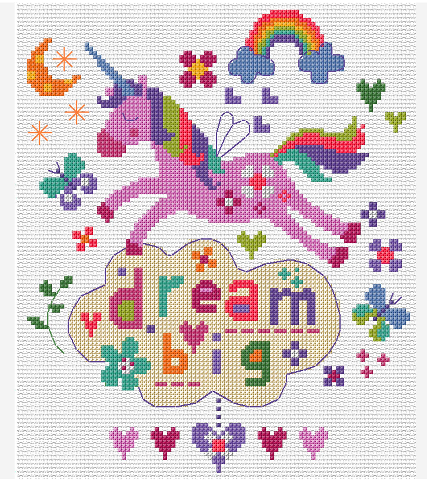 The Stitching Shed Dream Big Counted Cross Stitch kit, Cotton, White, 26.2cm x 18.2cm x 1.4cm