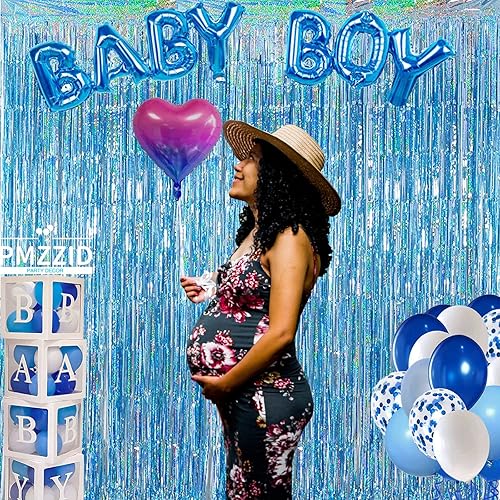 Miniatura 2 de Cortinas de flecos de papel de aluminio azul para fiesta, cortinas de oropel azul de PMZZID para decoración de fiesta de cumpleaños, baby shower,