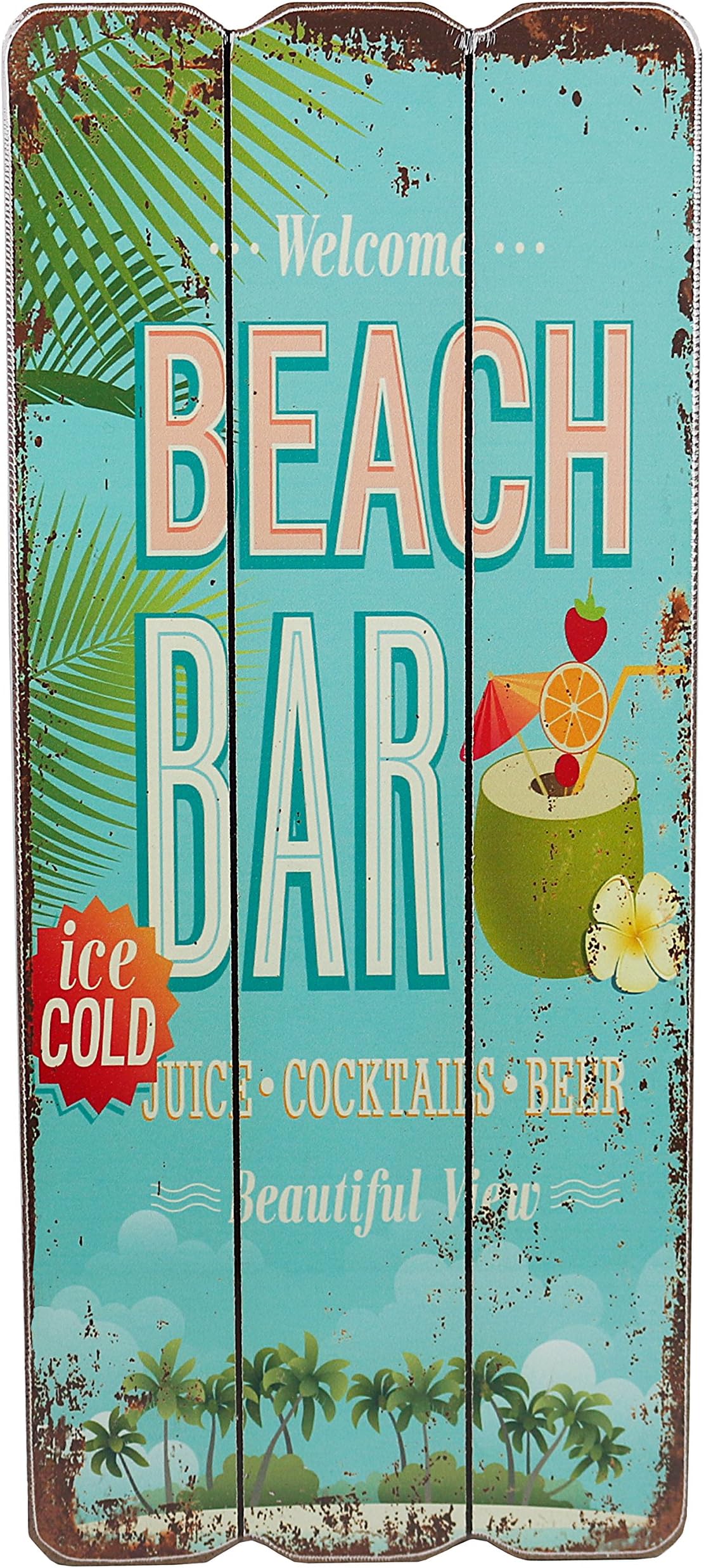 Beach Bar wooden sign, tropical wall sign, wall decoration, welcome plaque, 13,38 inch x 5,90 inch