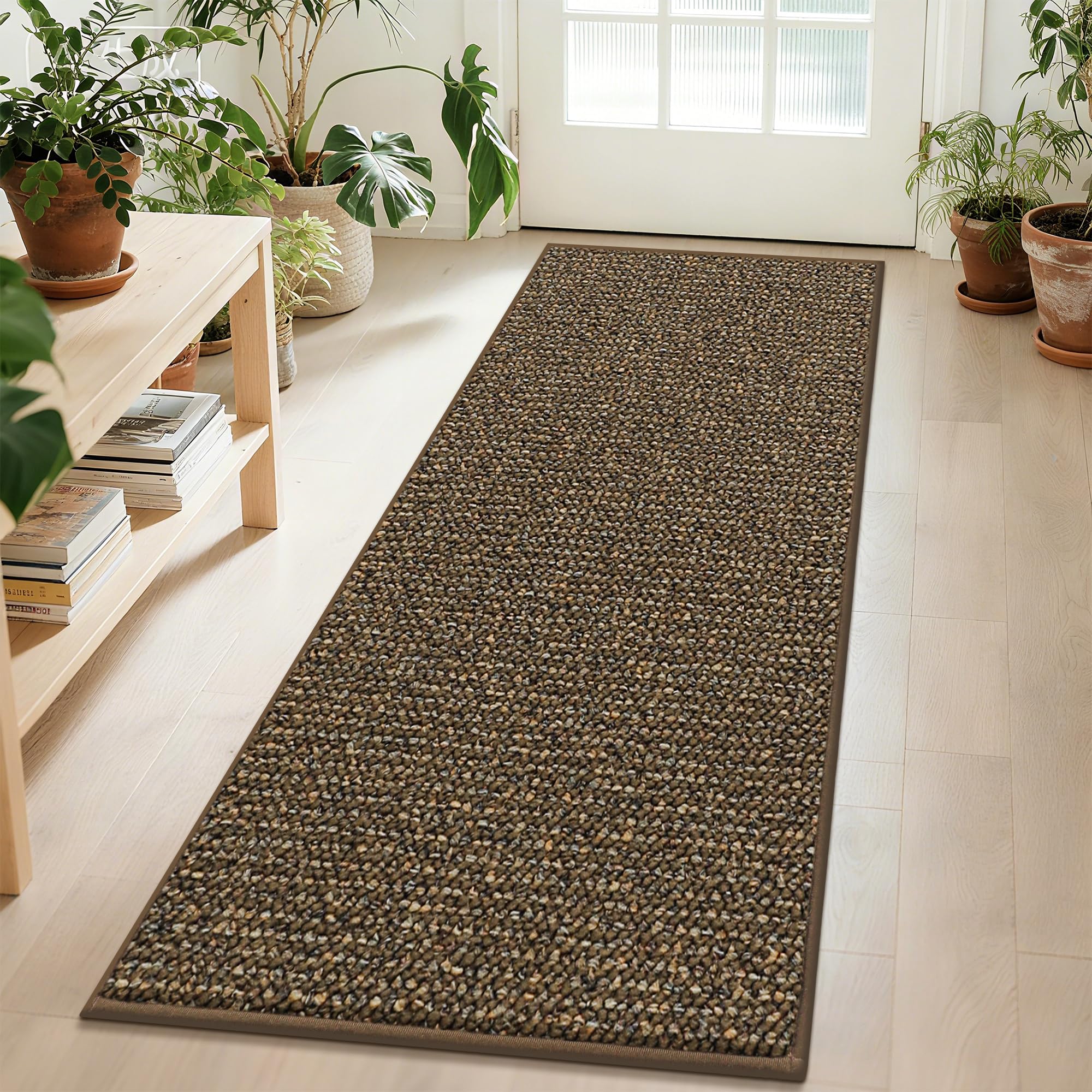 BEQHAUSE Hallway Runner Rugs 2x6, Hallway Rug Non-Slip Washable(Rolled-Up NO Creases), Runner Rug Absorbent Stain Resistant Hall Rug Carpet Runner, Entryway Rugs Floor Mat Laundry Room Rugs, Brown