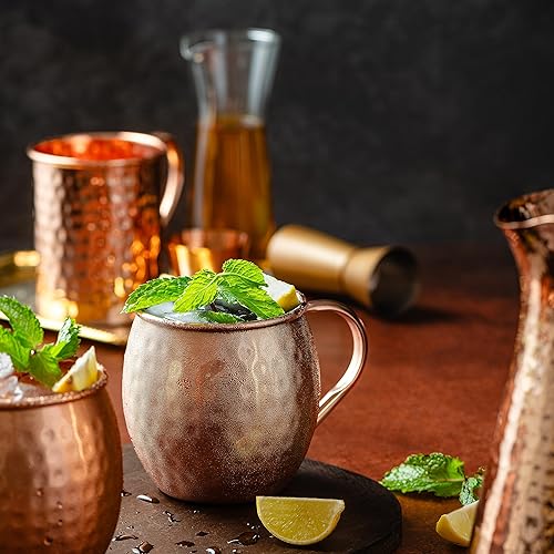 Miniatura 2 de Moscow Mule tazas de cobre hecho a mano de cobre macizo de 2 – Cobre tazas para Moscow Mule cóctel – 16 onzas – Vaso de chupito incluidos