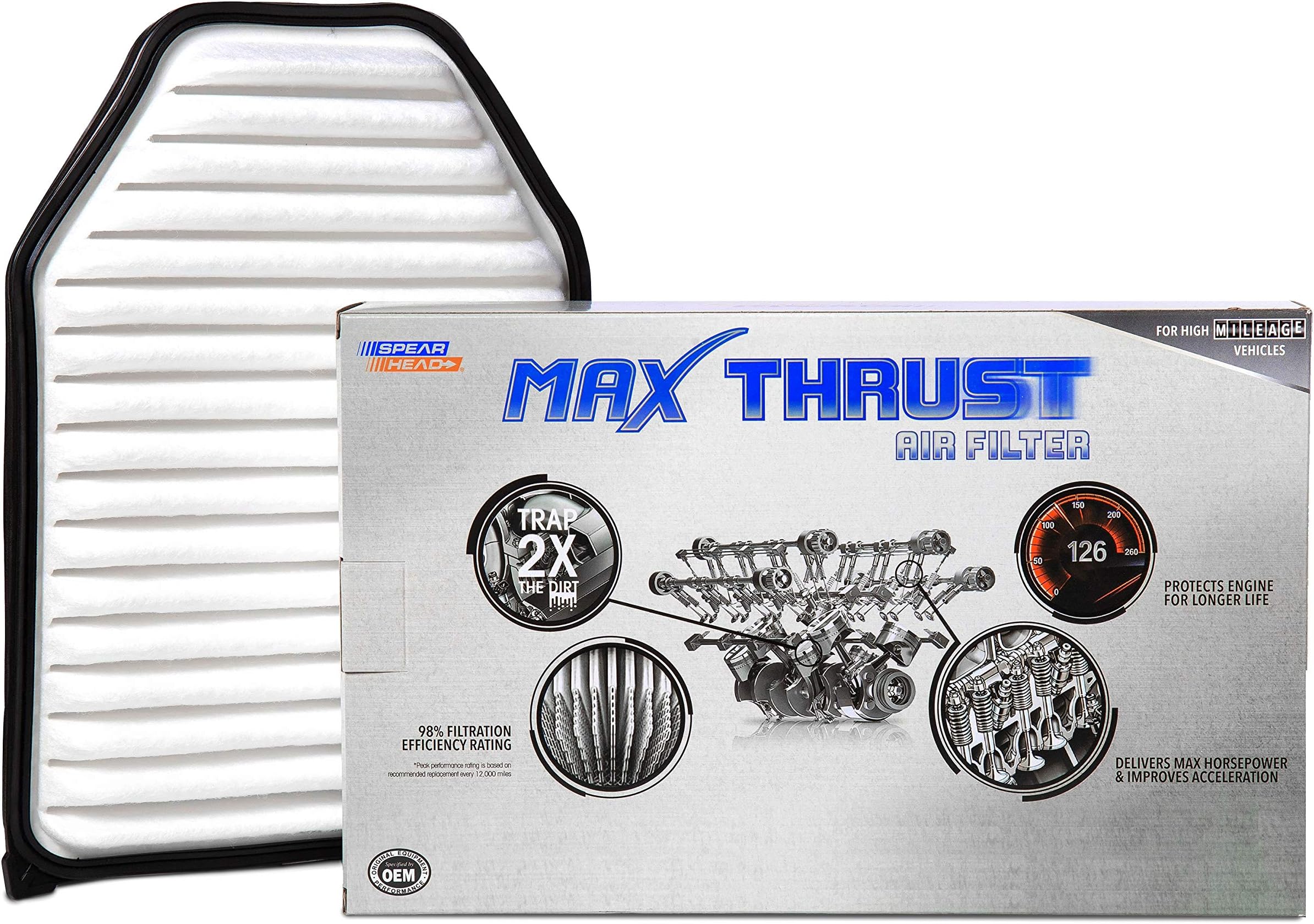 Spearhead Max Thrust Engine Air Filter Replacement | Fits 2007-2017 Wrangler, 2018 Wrangler JK | OEM Fit & High Dust Holding Capacity (MT-348)