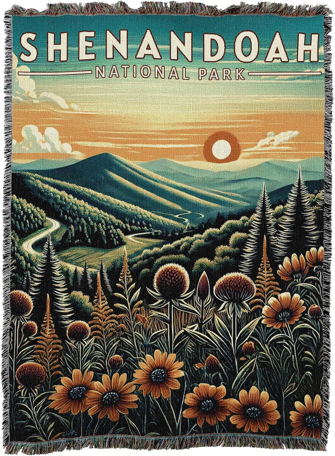 Pure Country Weavers Shenandoah National Park Blanket - Gift Cotton Tapestry Throw - Made in The USA - 72" x 54"