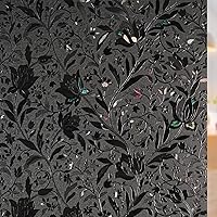 Vista 1 de rabbitgoo - Película de privacidad tipo vitral para ventana, opacidad total, adhesiva, bloqueo solar y de luz, control de calor, para oscurecer Negro