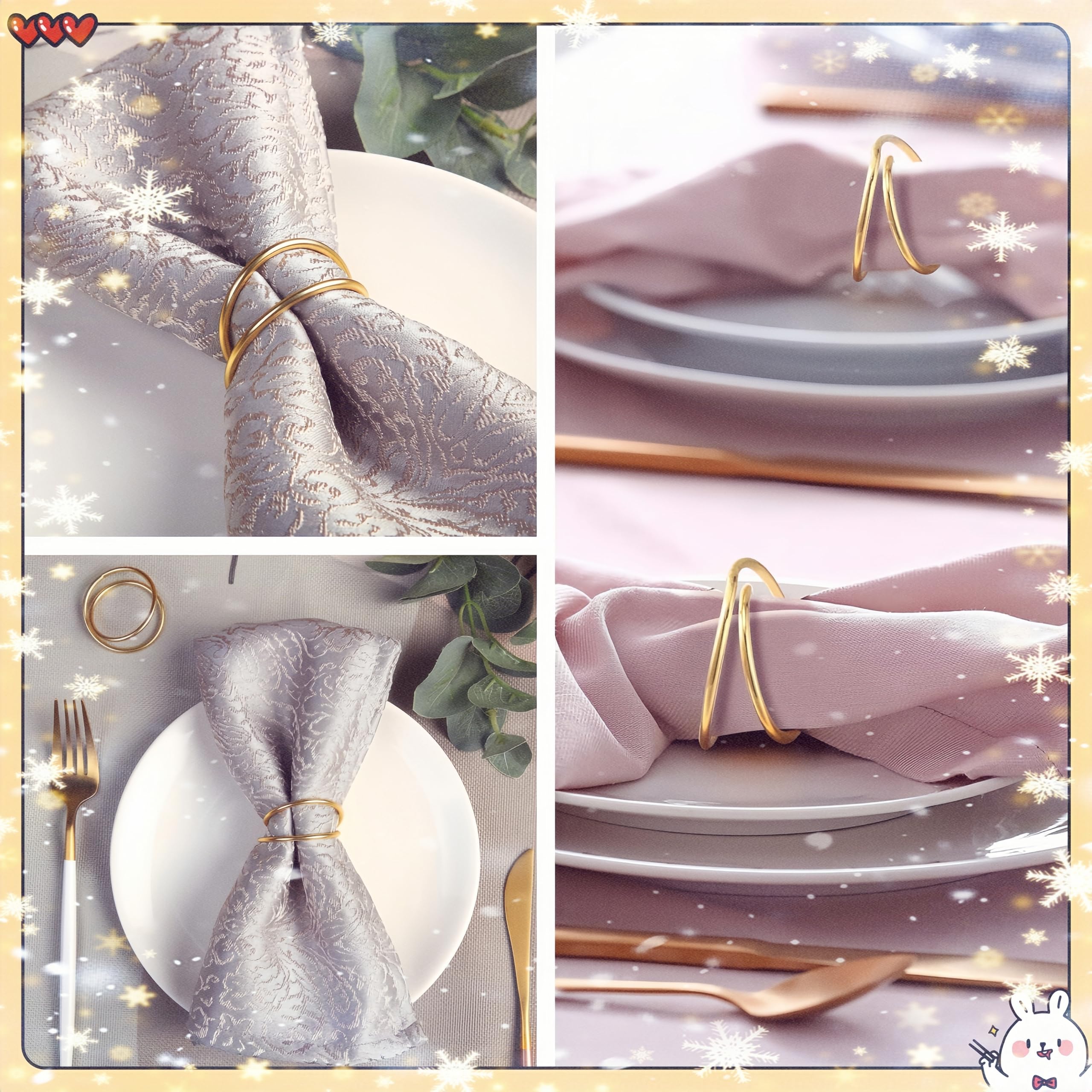 12 Stück 3 Farben Serviettenringe, Gefederte Serviettenringe, serviettenringe Hochzeit, Serviettenring, Servietten Ringe, Servietten Ring, Servietten Ring Gold (Roségold, Groß)