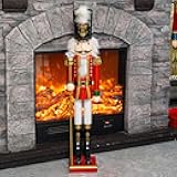 FUNPENY 32 inch Christmas Nutcrackers Decoration Figures,Wooden Soldier in Red Suit with Black Hat Collectible Nutcracker for Indoor Winter Table Centerpiece Desktop Fireplace Clearance Decor