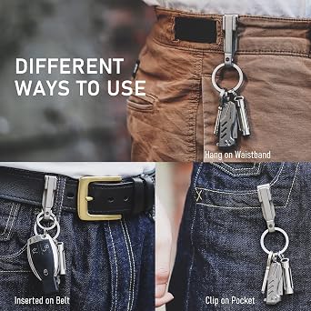 KeyUnity Quick Release EDC Belt Keychain Clip,Carabiner Clip For Keys,Stainless Steel Duty Belt Key Ring Holder for Pants,Jeans & Trousers,Ideal for Home, Office