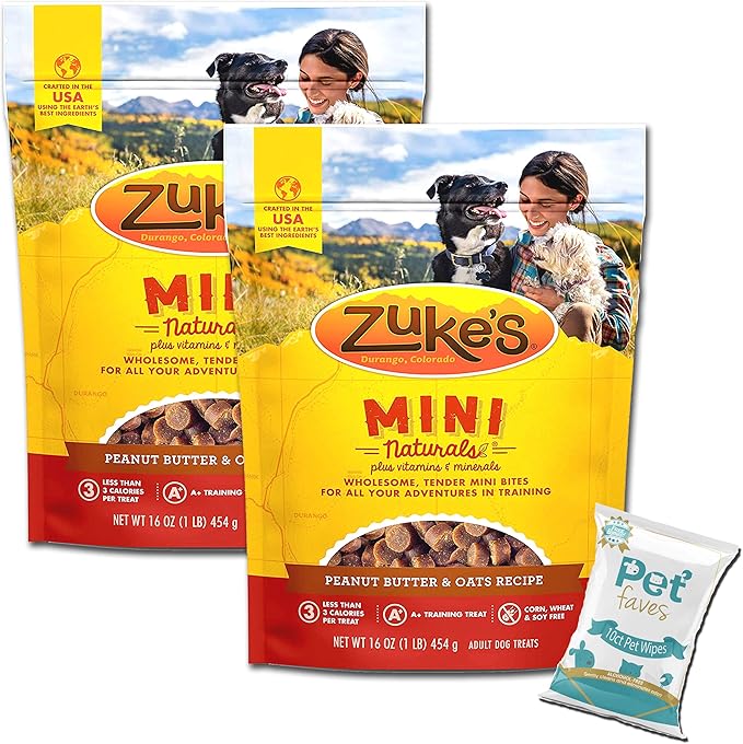 (2 Pack) Zuke Mini Naturals Dog Treats Peanut Butter 16 oz