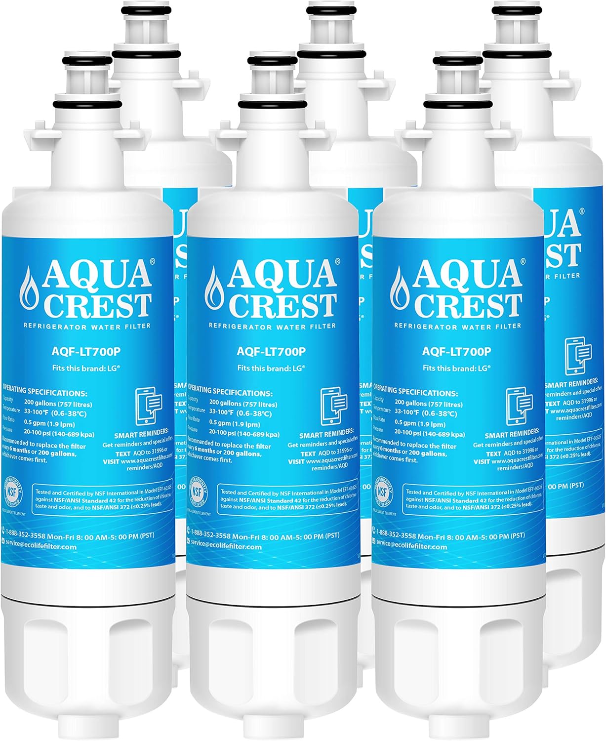 AQUACREST ADQ36006101 Refrigerator Water Filter, Compatible with LG LT700P, Kenmore