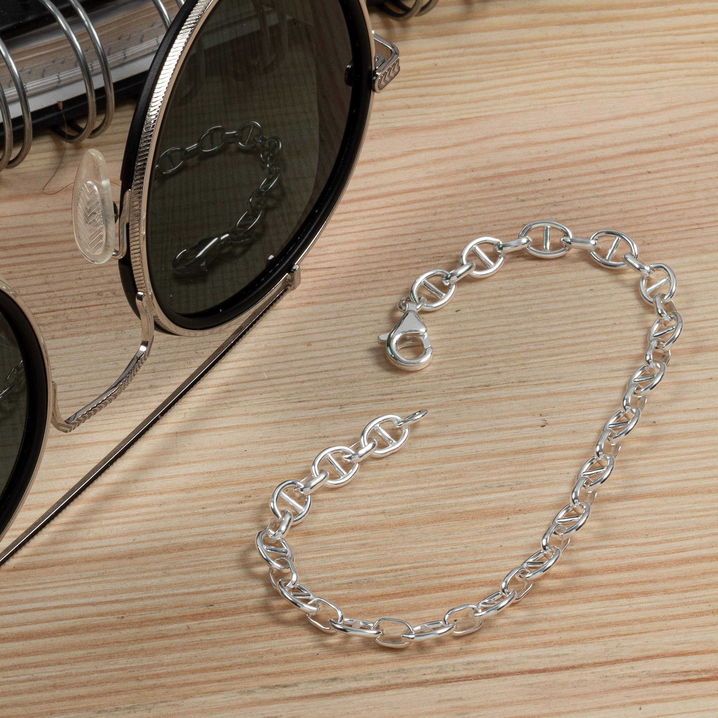 NKlaus pulsera de plata de ley 925 19cm barra de la cadena de anclaje unisex pulsera de la cadena exquisita 12362