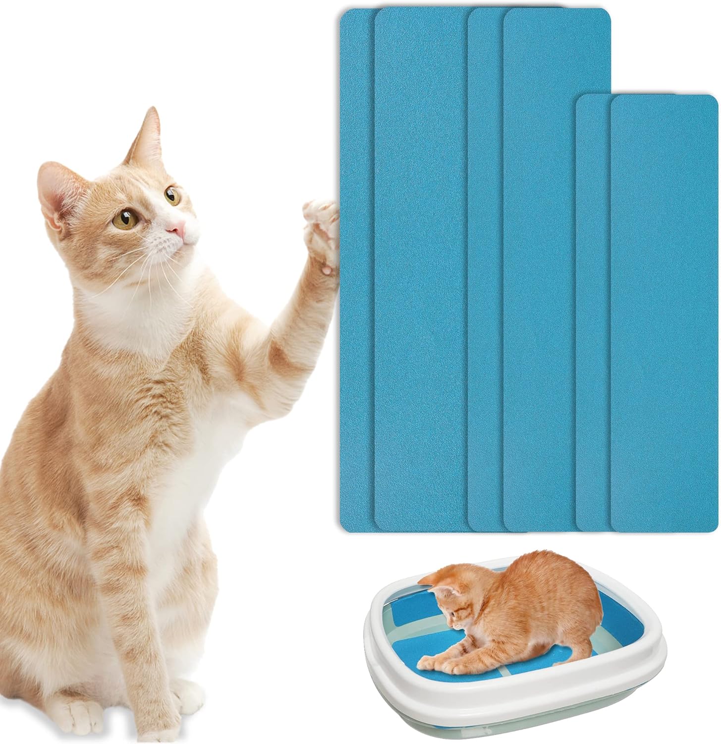 6 Pcs Cat Nail File Scratching Strips, Scratcher Liner for Litter Box, Furniture