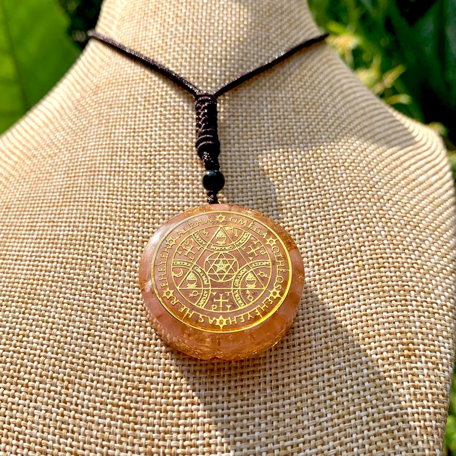 Rose Quartz Cyrstal Orgonite, Enochian Angel Magic Amulet, Alpha and Omega Chakra Healing Orgone Pendant Necklace, Heart 4th Chakra Reiki Spiritual Healing Crystals Stones Men Women - Image 8