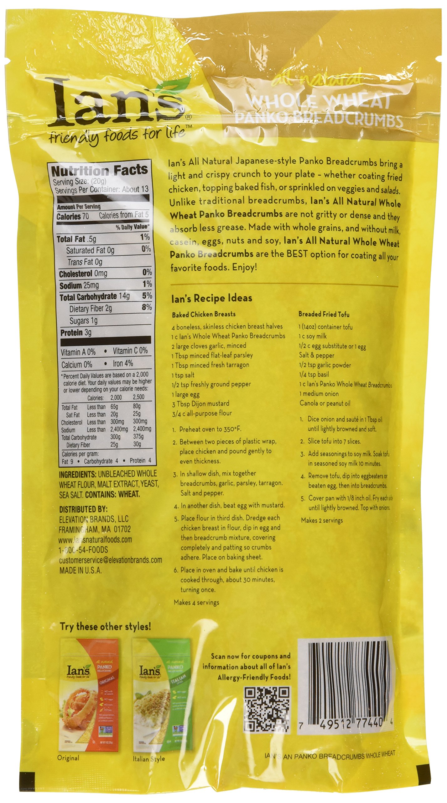 Ian's Whole Wheat Panko Bread Crumb (3x9 OZ) Buy Online in India at