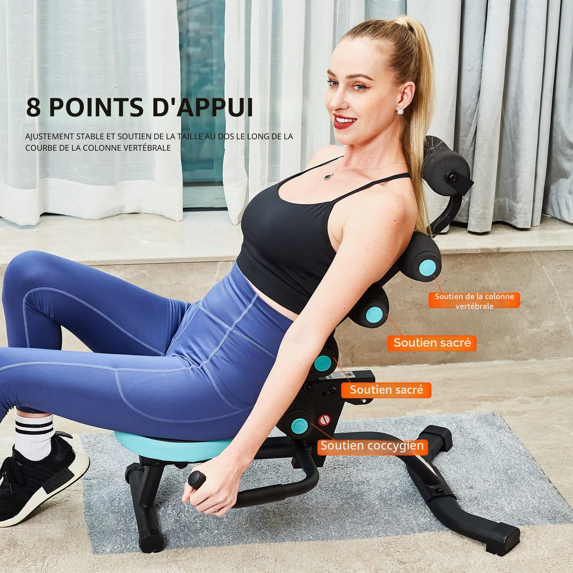 Leikefitness Chaise d'entraînement torsadée avec rouleau en mousse pour entraînement de la force abdominale et abdominale, relaxation du dos, étirement du dos, siège rotatif à 360° (vert)