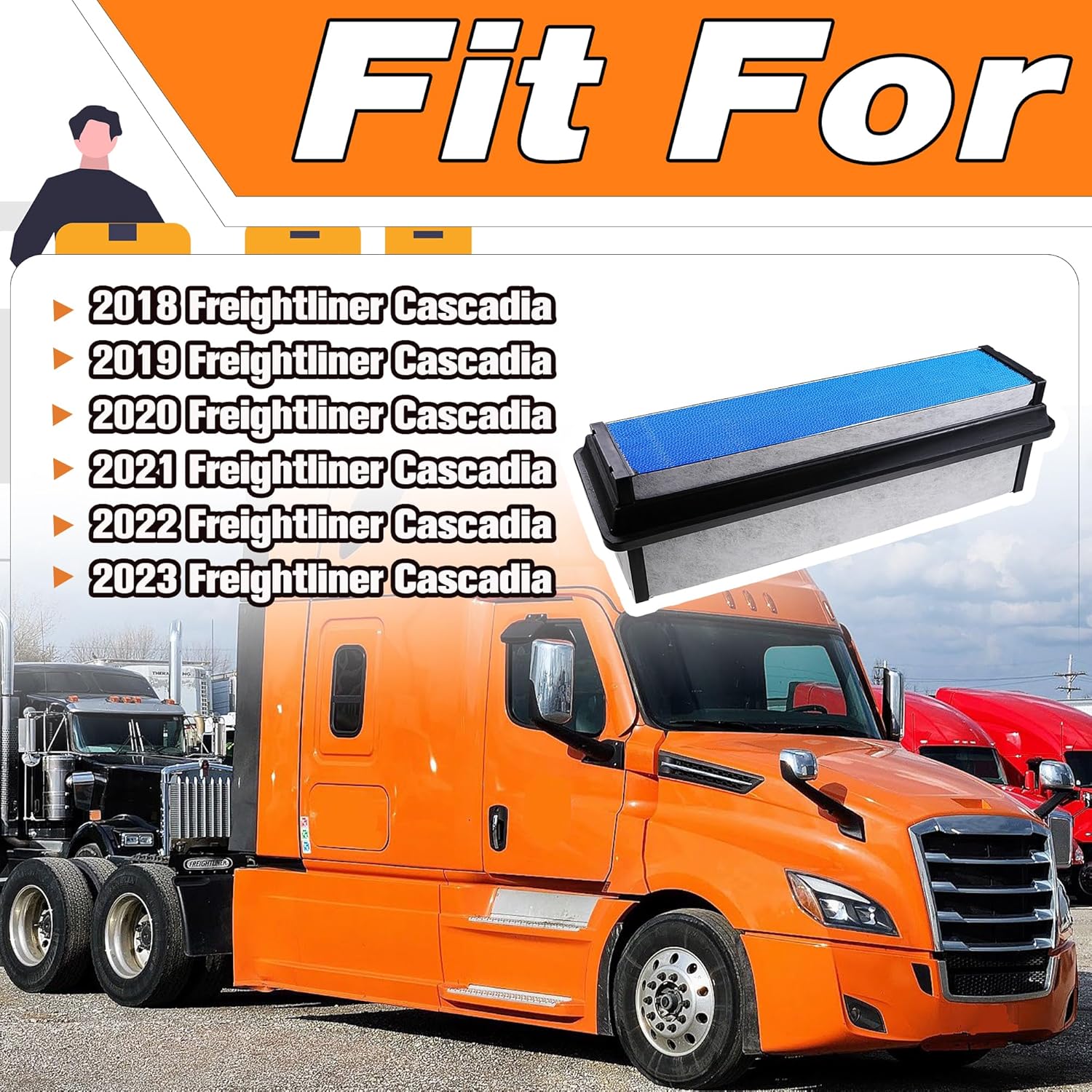 Engine Air Filter Compatible With 2018-2023 Freightliner Cascadia Replace #03-42776-010 0342776010