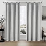 Natural Linen Pinch Pleated Blackout Curtains & Drapes 96 Inch Long Bedroom/Livingroom Farmhouse Curtains 2 Panel Sets, Neutral Track Room Darkening Thermal Insulated 8ft Back Tab Window Curtain
