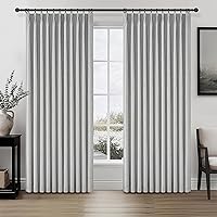 Vista 12 de Cortinas opacas térmicas 100% de 84 pulgadas de longitud, juego de 2 paneles para dormitorio, cortinas de ventana de lino con pinzas plegadas