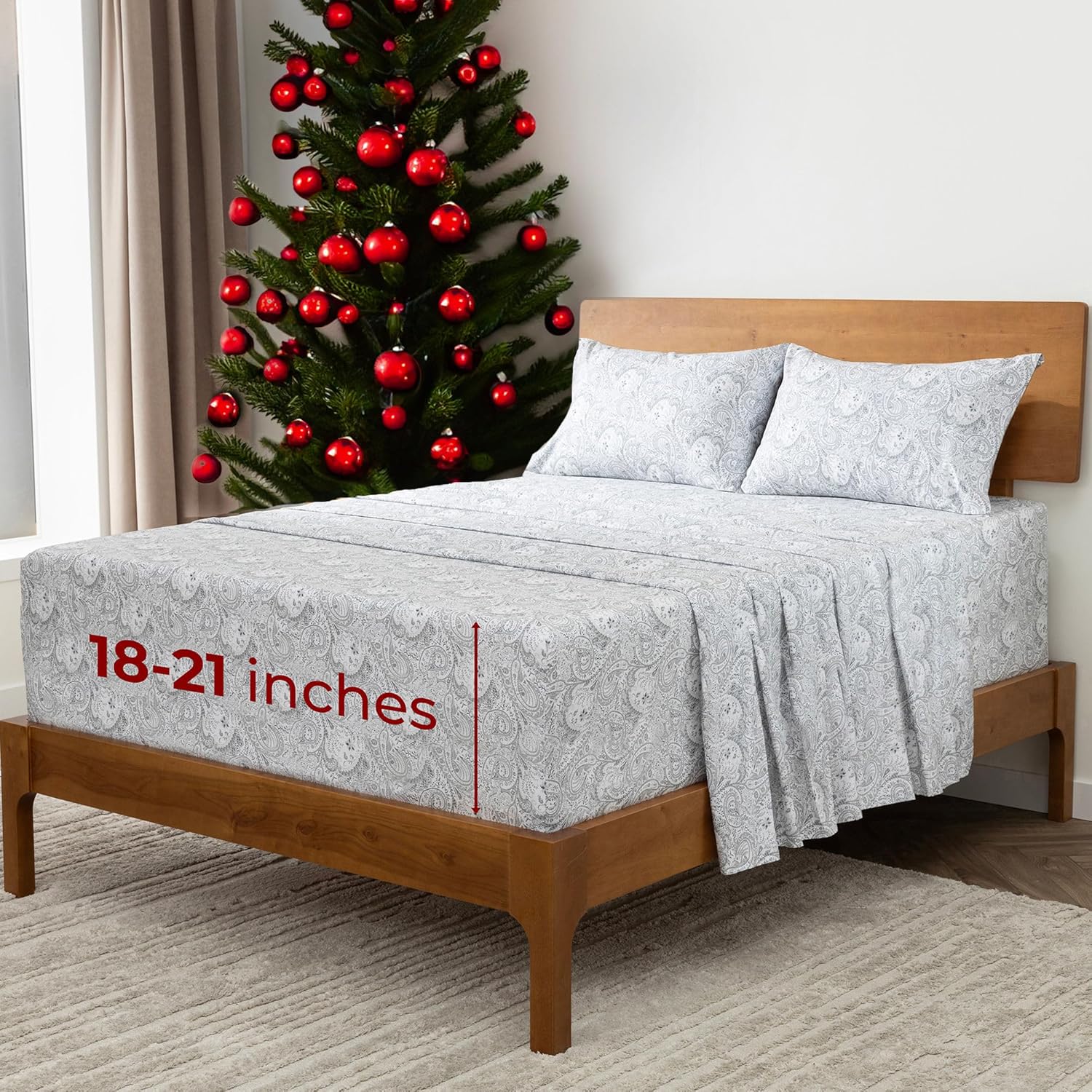 Mellanni Extra Deep King Sheets - 4 PC Iconic Collection Bedding - Hotel Luxury, Ultra Soft, Cooling Bed Sheets - Wrinkle, Fade, Stain Resistant (King, Paisley Gray) 7394 Paisley Gray King - EXTRA DEEP pocket