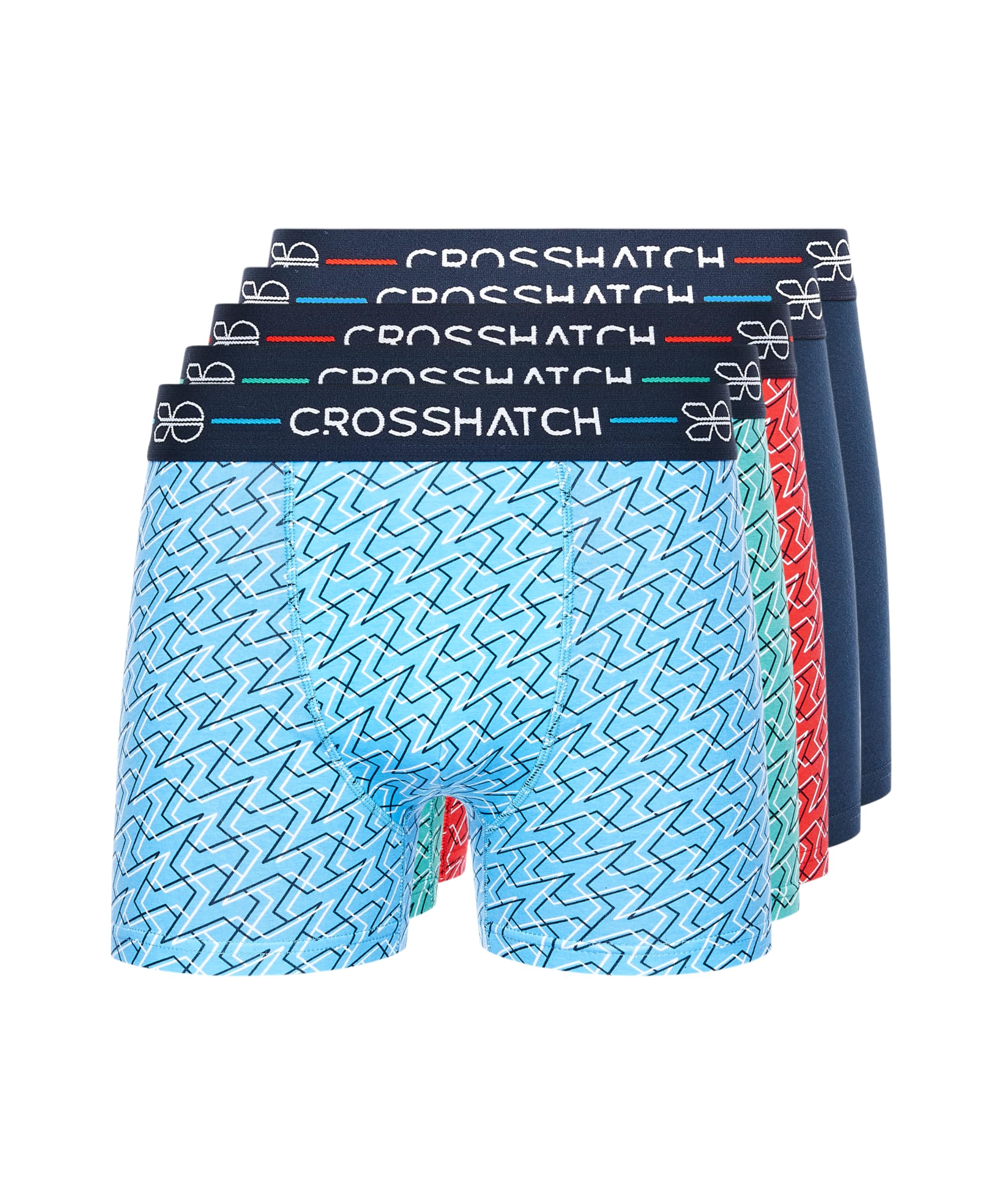 Crosshatch Boxer Da Uomo In Cotone Ed Elastan – Confezione Da 5, Multicolor, Morbidi E Traspiranti