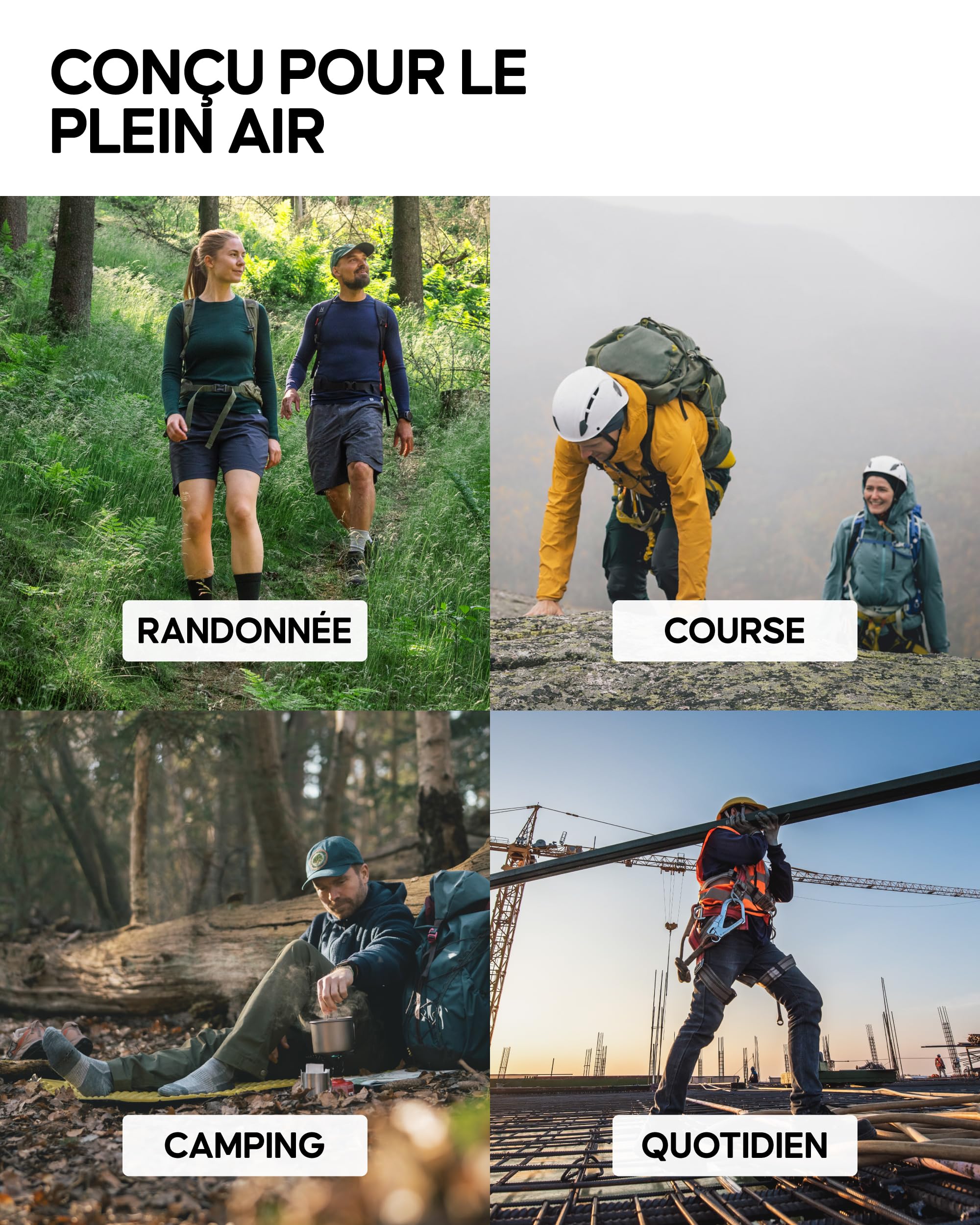 DANISH ENDURANCE Chaussettes de Randonnée en Laine Mérinos Respirante Anti-blisters Lot de 3