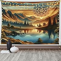 Vista 5 de Ambesonne Tapiz de palmera, impresión de imagen de atardecer tropical, estilo vintage, playa de verano, para colgar en la pared para dormitorio