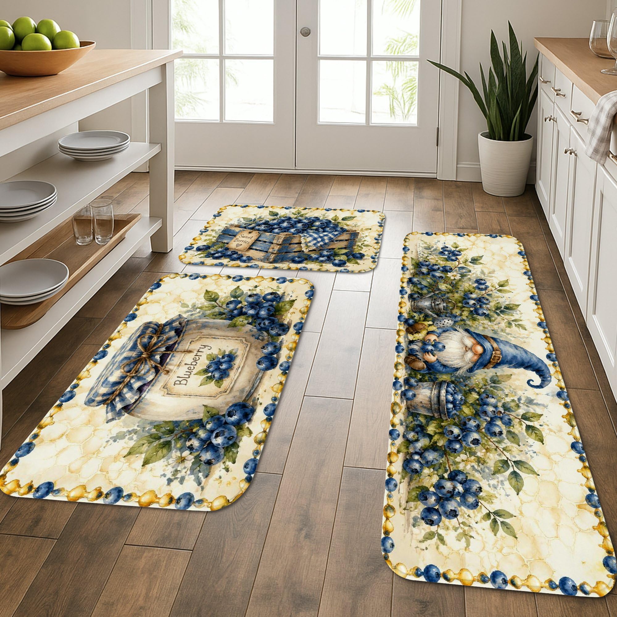 Tapis de cuisine Blueberry rafraîchissants pour un été doux devant l'évier