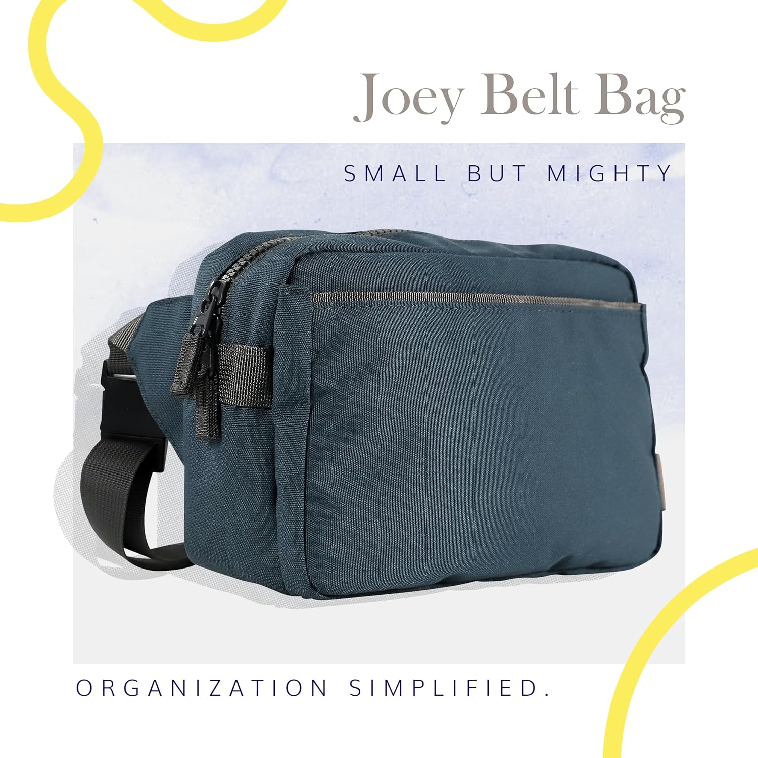 Red Rovr Everyday Joey Belt Bag | Organization & Zipper pockets |Adjustable Strap for All Ages (Navy) - Image 3