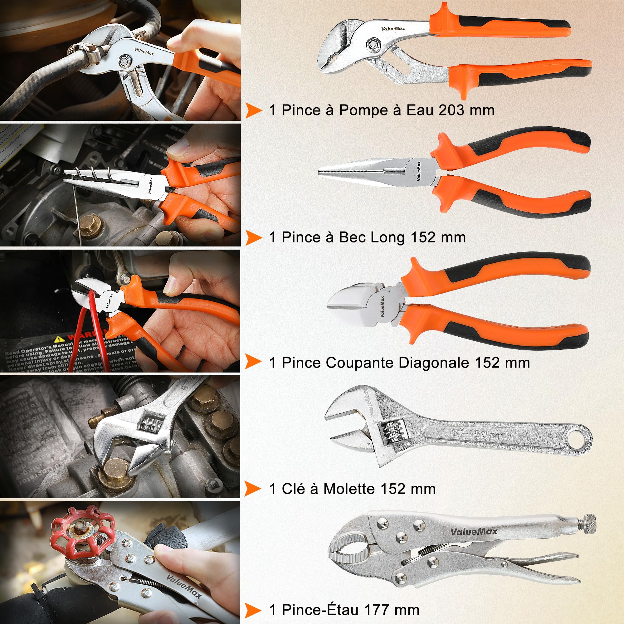 ValueMax Kit d'Outils 219 Pièces avec Sac Durable | Caisse à Outils Complete pour Bricolage, Réparation et Entretien Domestique