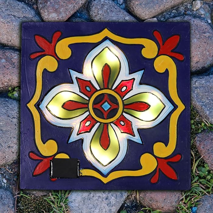 Buy Exhart Blue Mediterranean Garden Stepping Stone Solar Powered Large Stepping Stones