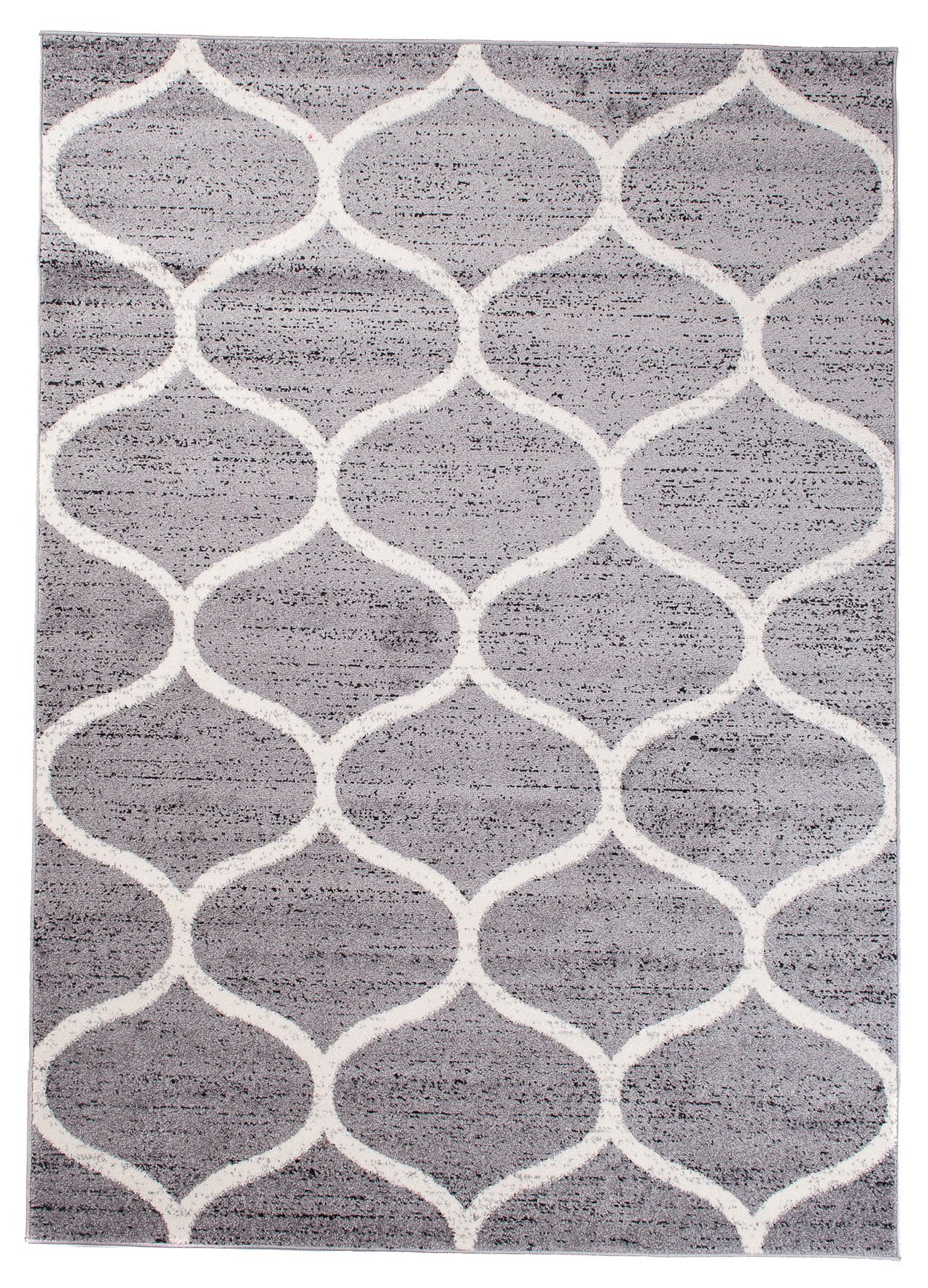 Tapiso Jawa dywan z krótkim włosiem, nowoczesny dywan w kolorze szaro-białym, z designerskim geometrycznym wzorem marokańskim, idealny do salonu, pokoju gościnnego, Ökotex 120 x 170 cm
