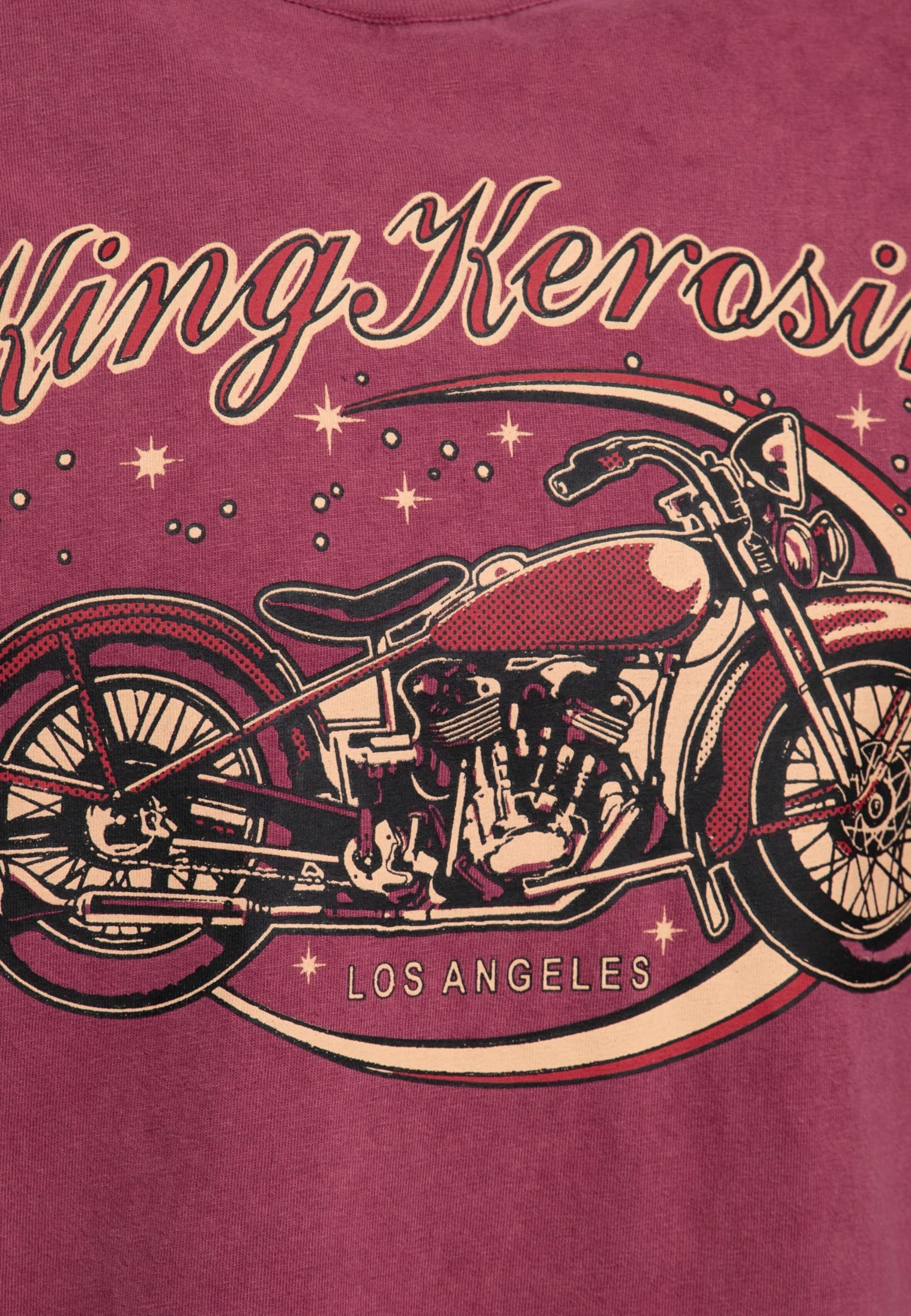 King Kerosin Camiseta para hombre Rockabilly Motorcycle 50S Regular Fit Front-Print Retro Vintage Look Acid-Washed Rock'n'roll Classic Motorbike 1950 Used Bobber