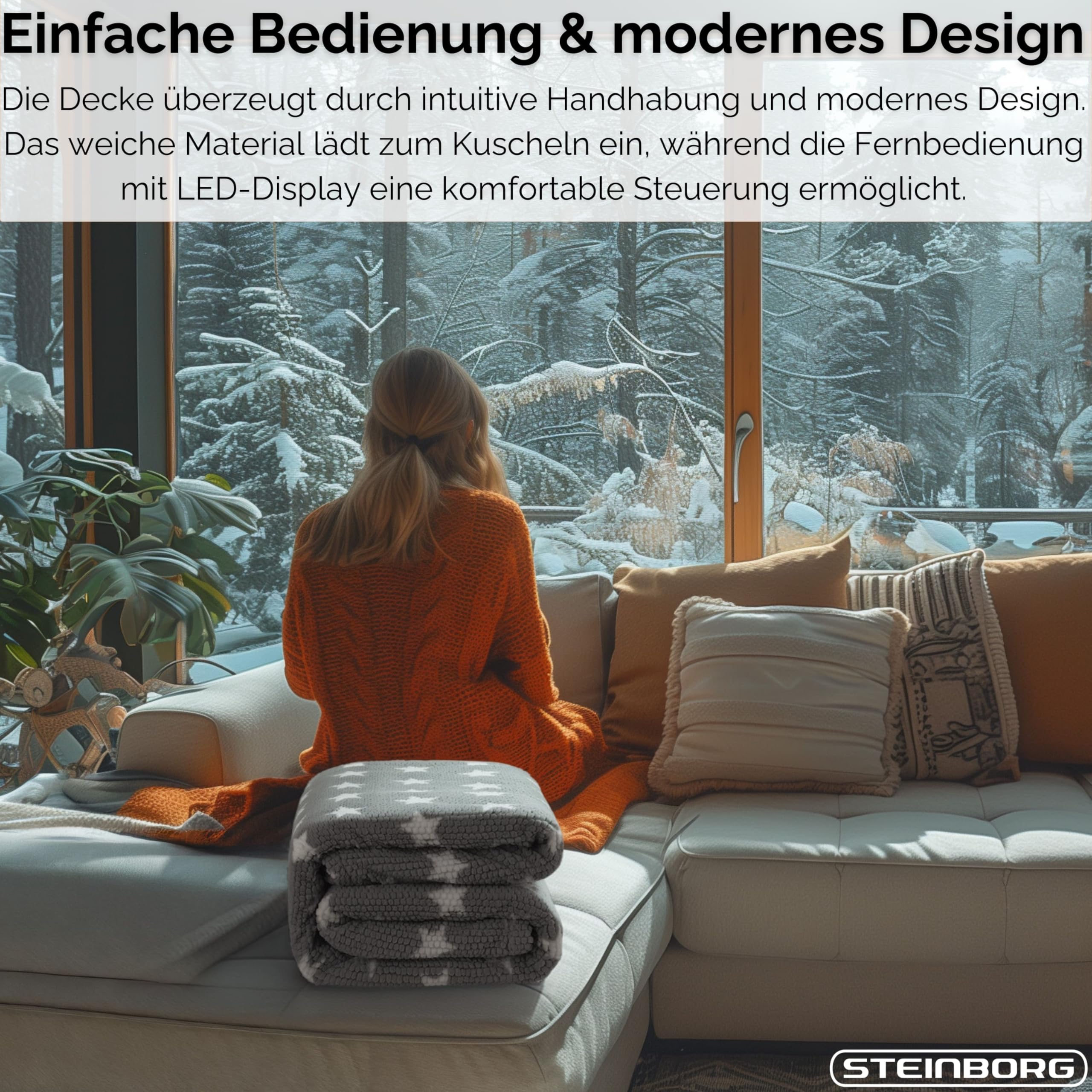 Steinborg® Heizdecke mit Abschaltautomatik 180x130cm Kuschelheizdecke elektrische Wärmedecke Kuscheldecke Bett Sofa Wärmezudecke Thermodecke Elektro-Wärmedecke Wärmebettdecke 9 Stufen waschbar