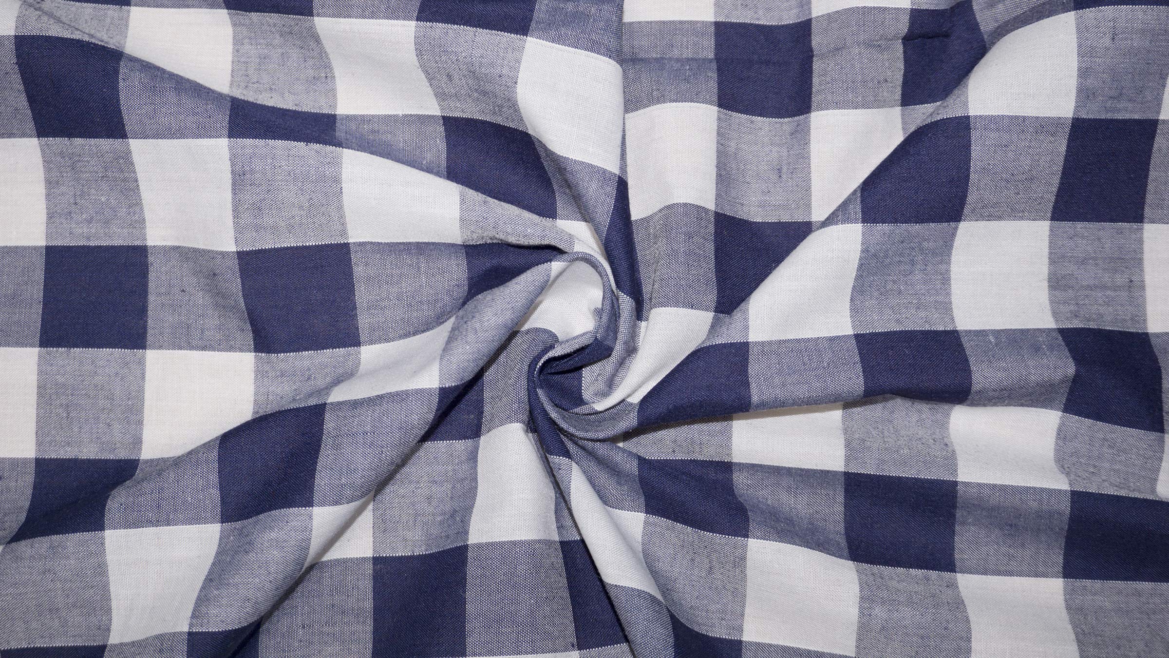 Navy Blue Gingham Check Material 1” Gingham Squares Polycotton Fabric PER METRE / ***Free UK Post***