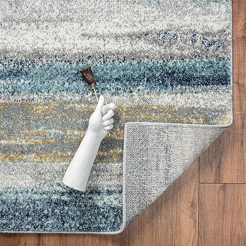 Miniatura 9 de LUXE WEAVERS Alfombra moderna resistente a las manchas, color amarillo y azul, tamaño 9 x 12