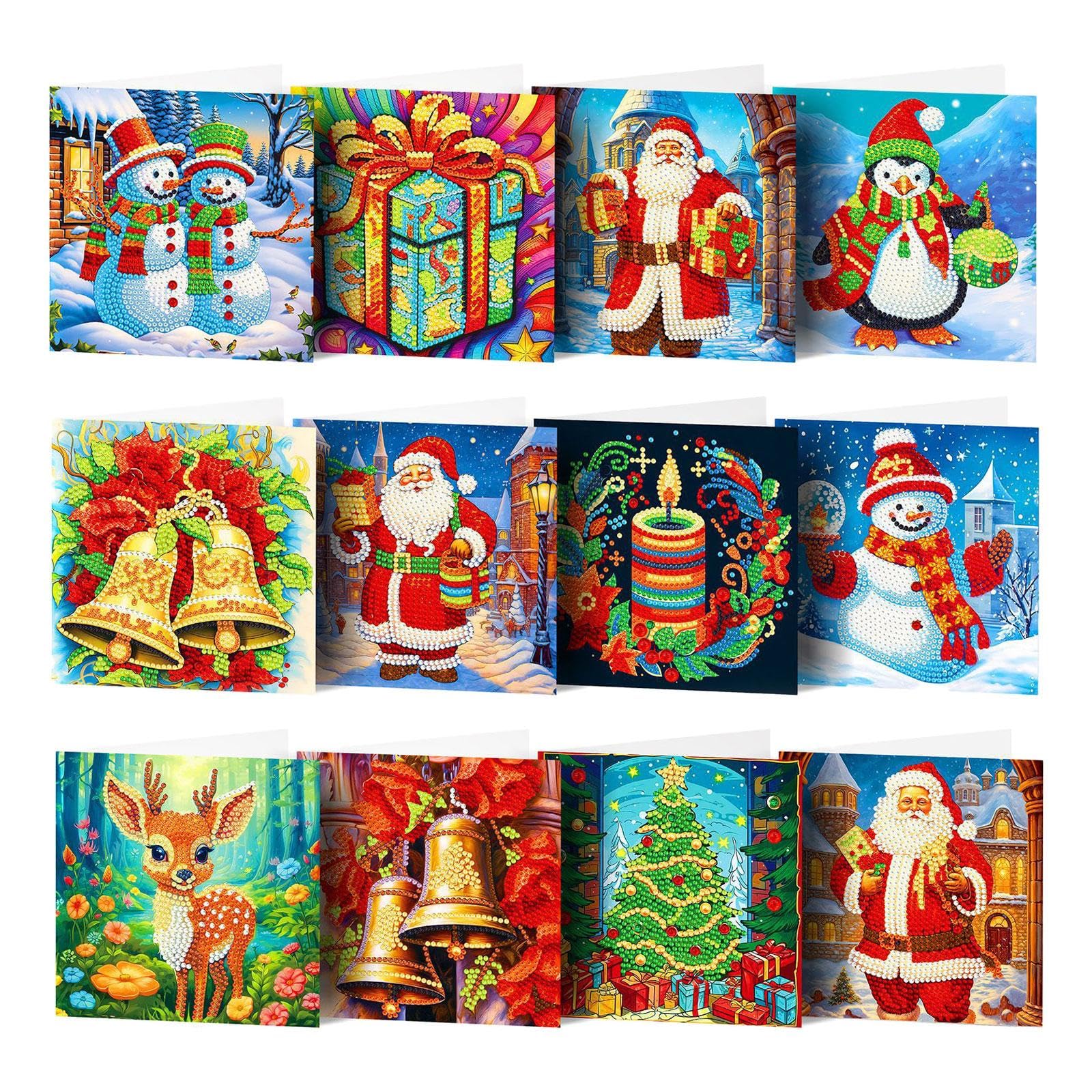 8 Pezzi Cartoline Fai da Te Biglietti Natale Carta Pittorica Artigianale Progetti Creativi Regalo Adatti a Amici Famiglia, Quantità 12