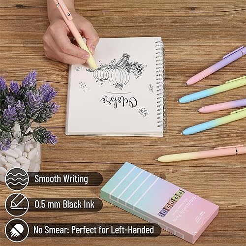 Miniatura 4 de Mr. Pen - Bolígrafos de gel retráctiles, paquete de 6, barriles de color degradado, bolígrafos de gel negros, de secado rápido, bolígrafos de gel de