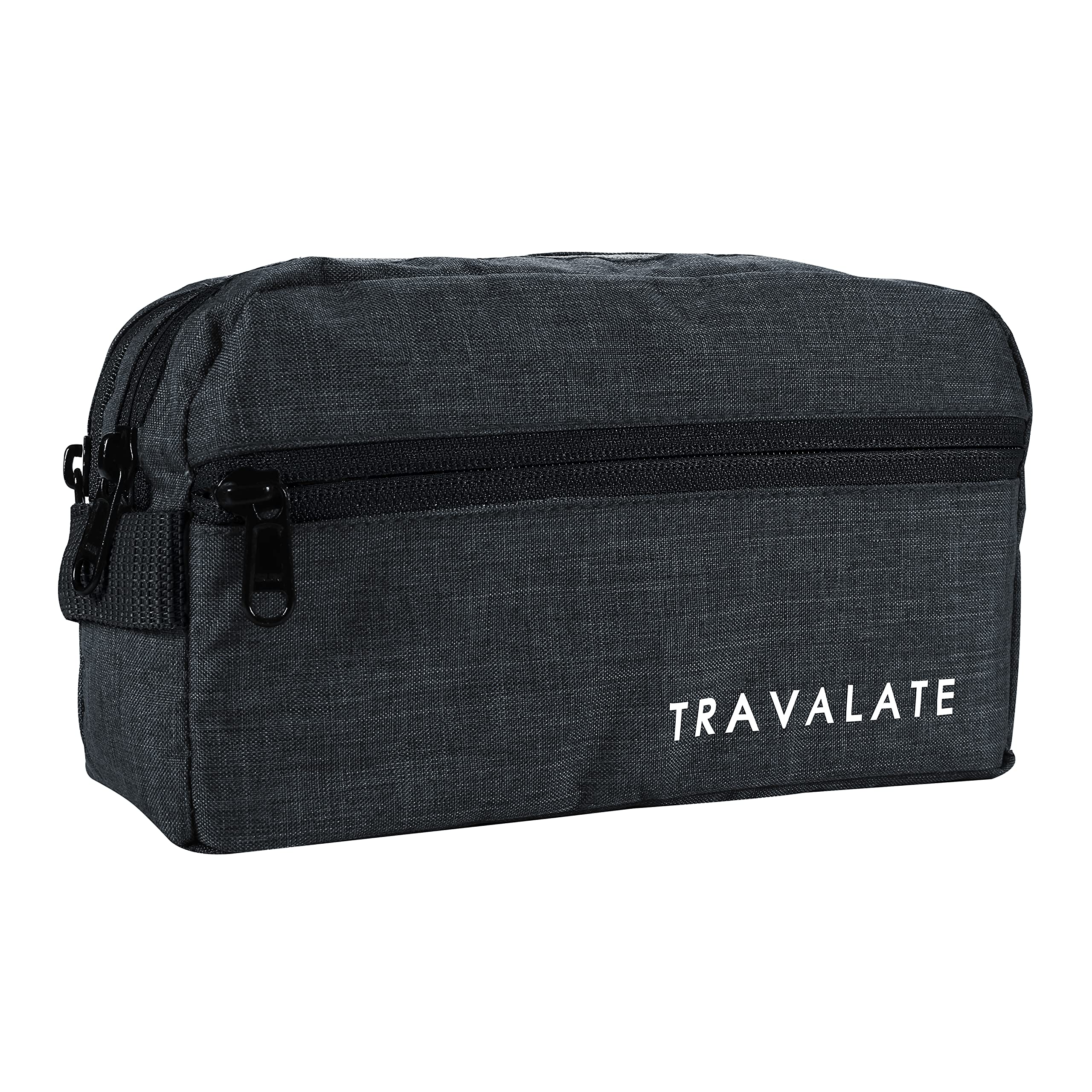 TRAVALATE Polyester Solid 13 Cms Travel Cosmetic Pouch (L_TR1580_Black)