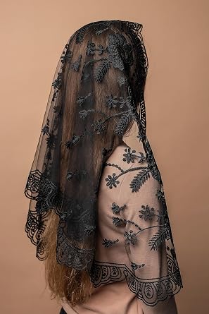 MariaVeils Catholic Mantilla Mass Head Covering - Long Lace Chapel Veil