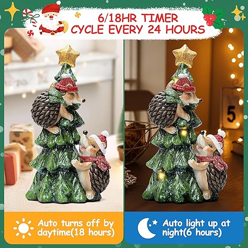 Miniatura 4 de Estatua de erizo de Navidad con luces para decoraciones de Navidad en interiores, figura de erizo de árbol de Navidad para decoración del hogar,
