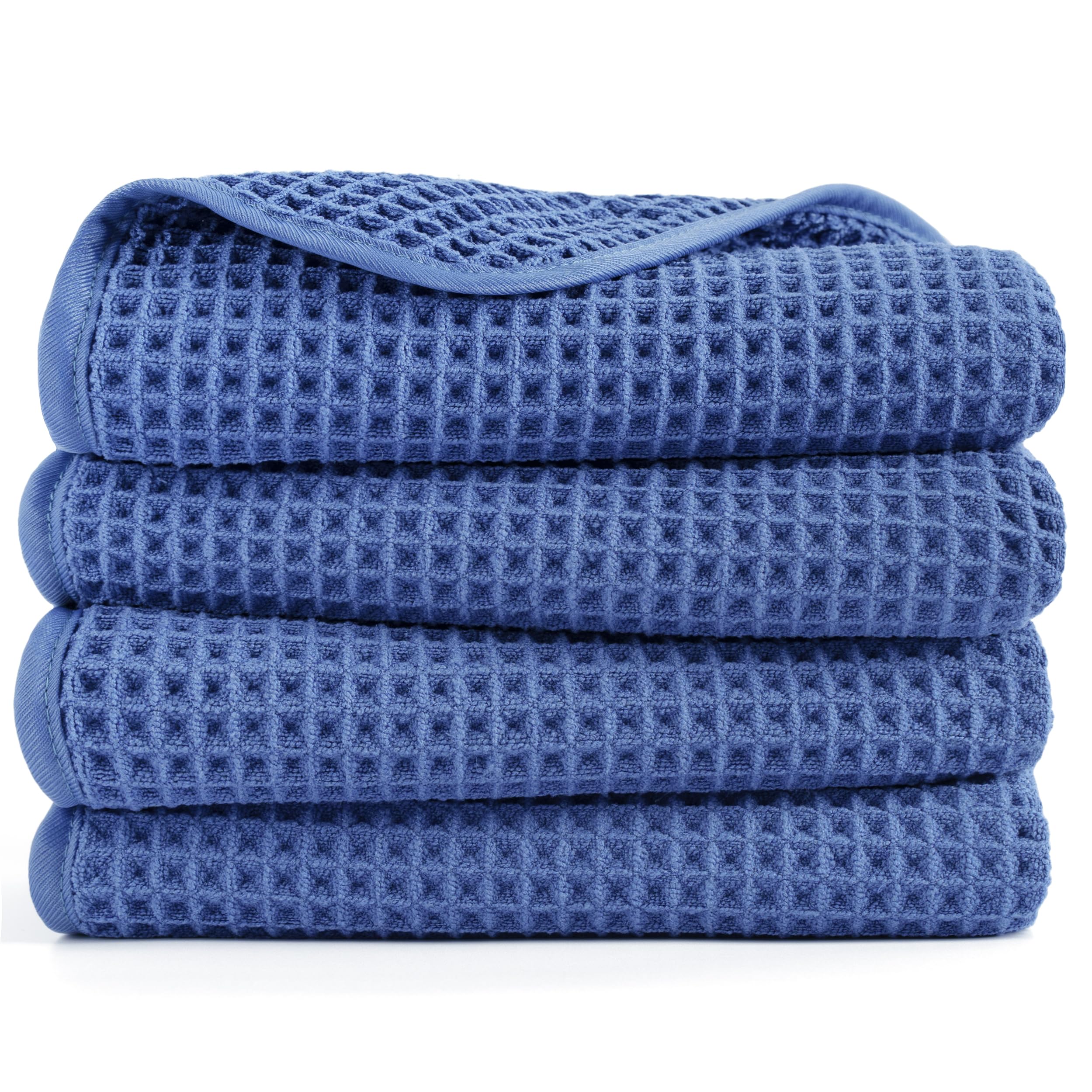 POLYTE 430 gsm Microfibre Lint Free Hand Towel, 40 x 76 cm, 4 Pack (Waffle Weave)