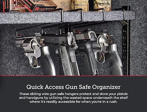 Miniatura 6 de Hornady Perchas universales para pistolas, 95870, paquete de 4  Maximiza el espacio seguro para pistolas con fácil acceso debajo del estante