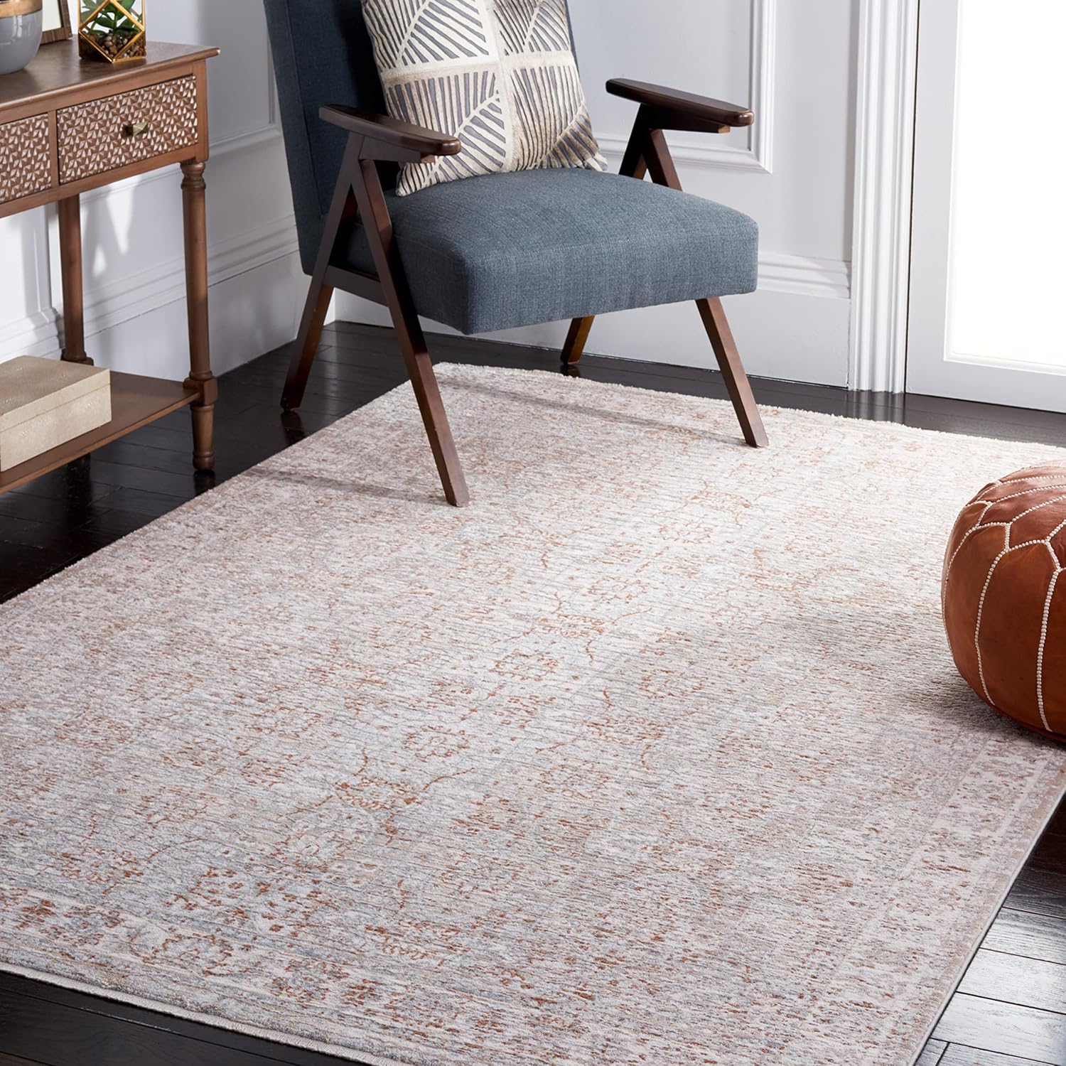SAFAVIEH Novelty Collection Area Rug - 3' Round, Pink & Blue, Handmade Boho Floral Tassel Wool, Ideal for High Traffic Areas in Living Room, Bedroom (NOV576M)