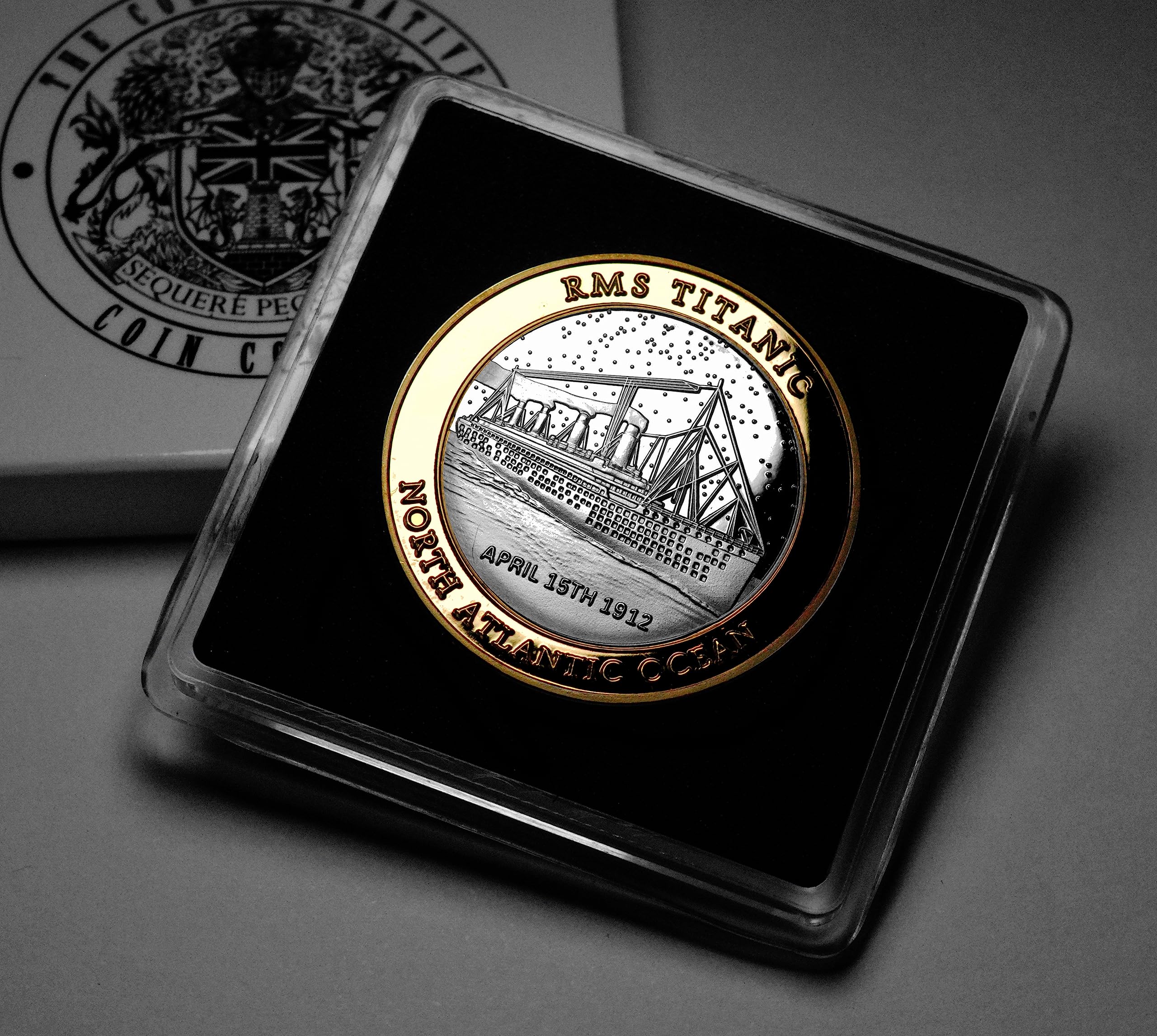 The Commemorative Coin Company Silver/Gold Rms Titanic Dual Metal 24Ct .999 Commemorative. Gift/Presentation Case. White Star Line. Ocean Liner. 1912