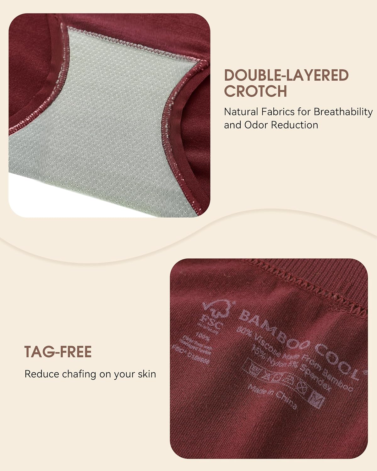 BAMBOO COOL Women's Underwear Ladies Brief Seamless Panties Moisture Wicking Stretchy Full Coverage - Image 5