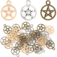 AUEAR, Antique Pentacle Star Protection Pendant Lucky Pentagram Charms for Jewelry Making Accessory Necklace DIY Craft
